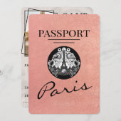 Roos Gold Paris Passport Bewaar de datum Save The Date (Voorkant / Achterkant)