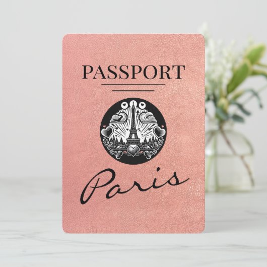 Roos Gold Paris Passport Bewaar de datum Save The Date (Staand voorkant)