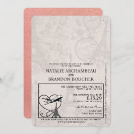 Roos Gold Paris Passport Bruiloft Kaart