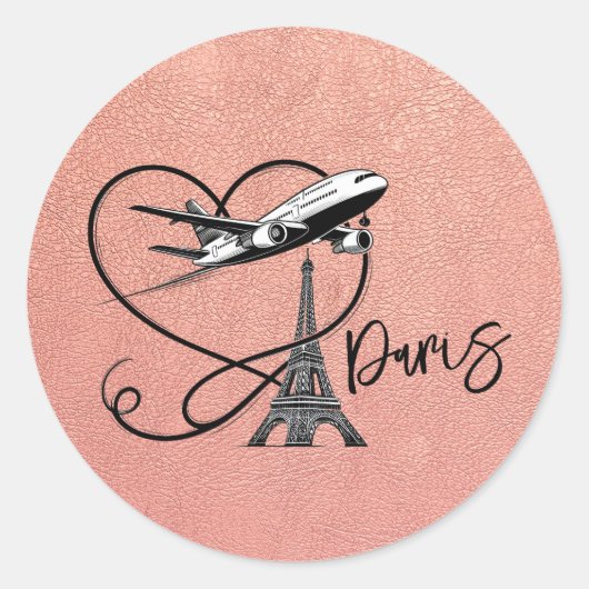 Roos Gold Paris Passport Ronde Sticker (Voorkant)
