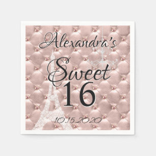 Roos Gold Paris Sweet Sixteen Birthday Party Servetten