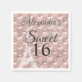 Roos Gold Paris Sweet Zestien Verjaardagsfeestje Servetten