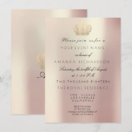 Roos Gold Parly Crown Royal Glitter 16e Bridal Kaart