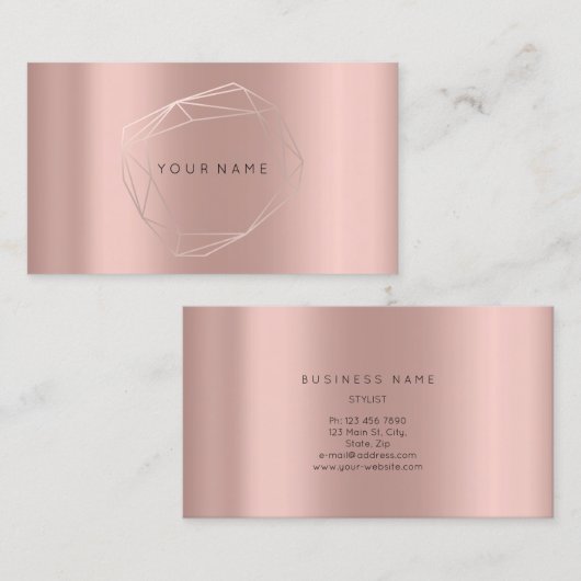 Roos Gold Parly Poligonal Lijst Vip Metallic Visitekaartje (Voorkant / Achterkant)