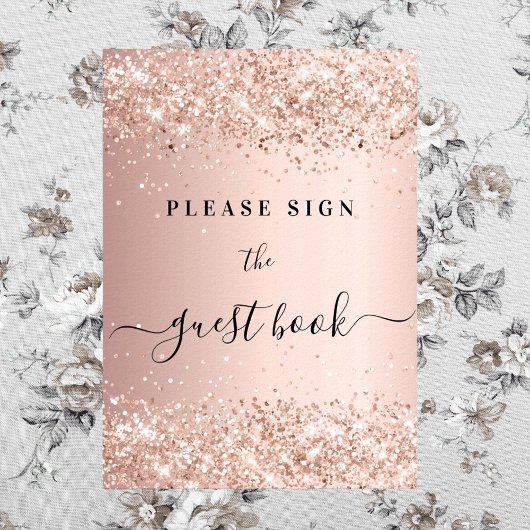 Roos Gold Party Guest Book Sign Poster