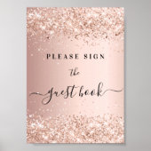 Roos Gold Party Guest Book Sign Poster (Voorkant)