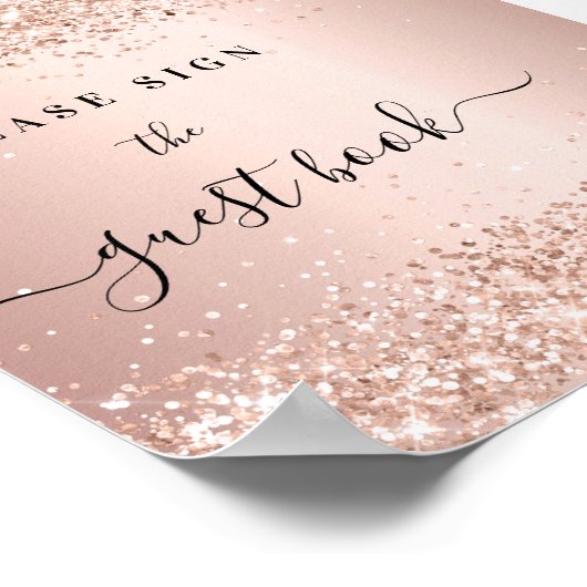 Roos Gold Party Guest Book Sign Poster (Hoek)