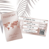 Roos Gold Passport Wereldkaart Boarding Pass Visitekaartje