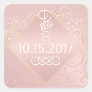 Roos Gold Pattern Save the Date Stickers