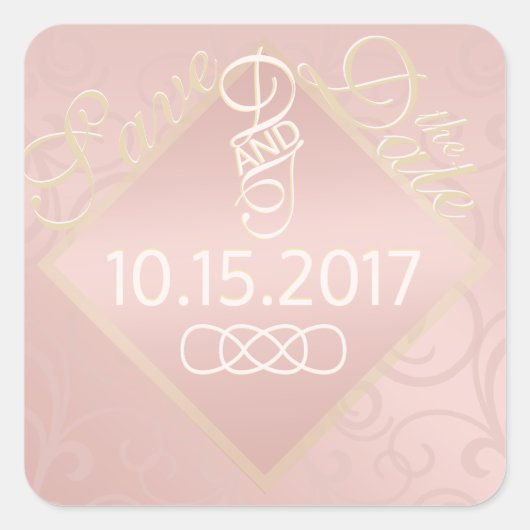 Roos Gold Pattern Save the Date Stickers (Voorkant)