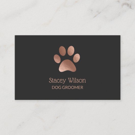 Roos Gold Paw Print Logo Dog Groomer Visitekaartje (Voorkant)