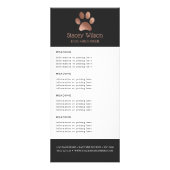 Roos Gold Paw Print Logo Prijs / dienstenlijst Reclamekaart (Voorkant)