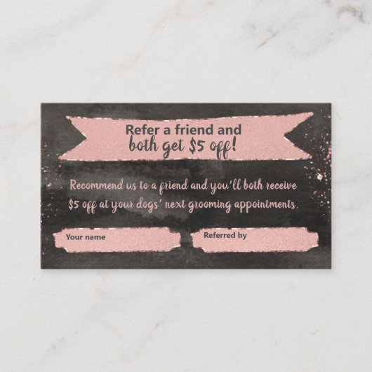 Roos Gold Paw Print Reference Kaart voor honden Visitekaartje (Voorkant)