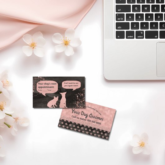 Roos Gold Paw-printers Dog Groomer Appointment Car Visitekaartje