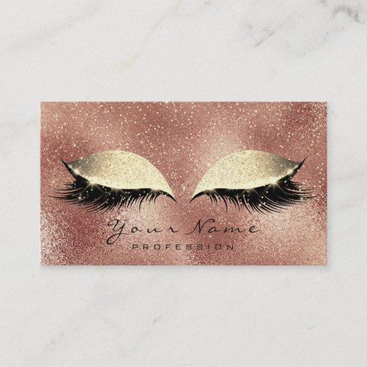 Roos Gold Peach Eye Blush Lashes Glitter Makeup Afsprakenkaartje (Voorkant)