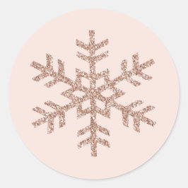 Roos Gold Peach Glitter Sparkle Sneeuwvlok Ronde Sticker