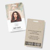 ROOS GOLD PEACH GROENE WERKNEMERS FOTO BAR CODE NA BADGE (Voor- en achterkant)