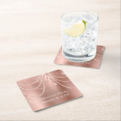 Roos Gold Pearls Diamond Bling Wedding personalise Kartonnen Onderzetters (Insitu)