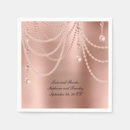 Roos Gold Pearls Diamond Bling Wedding personalise Servet