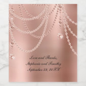 Roos Gold Pearls Diamond Bling Wedding personalise Wijn Etiket (Enkel label)