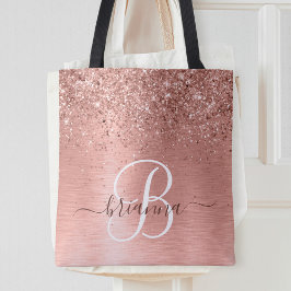Roos Gold Pensed Metal Glitter Monogram Naam Tas