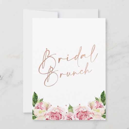 Roos Gold Peonies Bridal Brunch Shower Invitation Kaart (Achterkant)