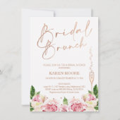 Roos Gold Peonies Bridal Brunch Shower Invitation Kaart (Voorkant)