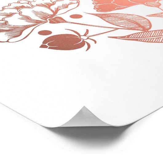 Roos Gold Peonies Elegant Weddenschap Welkom Poster (Hoek)