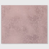 Roos Gold Peony Outline Pattern op Blush Pink Cadeaupapier (Vlak)