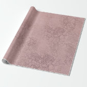 Roos Gold Peony Outline Pattern op Blush Pink Cadeaupapier (Uitgerold)