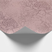 Roos Gold Peony Outline Pattern op Blush Pink Cadeaupapier (Hoek)
