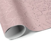 Roos Gold Peony Outline Pattern op Blush Pink Cadeaupapier (Rol Hoek)