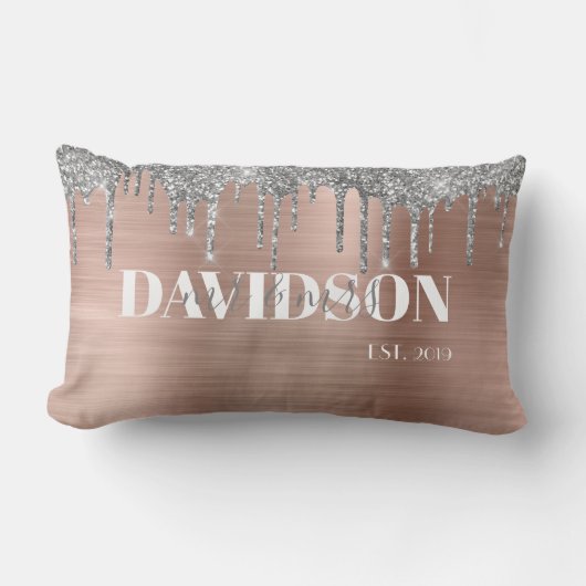 Roos Gold Personalized Wedding Lumbar Pillow Kussen (Voorkant)