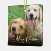 Roos Gold Pet Foto met handschrift kerstfeestdag Keramisch Ornament (Links)