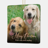 Roos Gold Pet-fotoscript kerstavond Keramisch Ornament (Links)