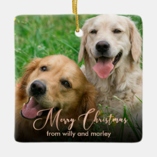 Roos Gold Pet-fotoscript kerstavond Keramisch Ornament