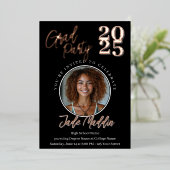 Roos Gold Photo Design High School Afstuderen Folie Uitnodiging (Staand Voorkant)