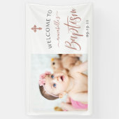 Roos Gold Photo Girl Baptism Welcome Banner (Verticaal)