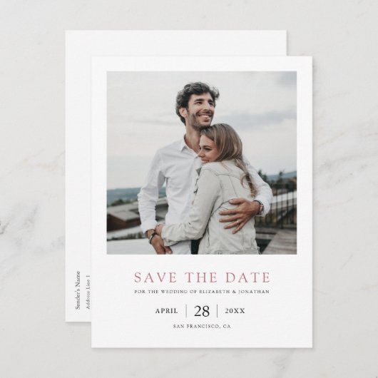 Roos Gold Photo Save the Date Wedding Uitnodiging Briefkaart (Voorkant / Achterkant)