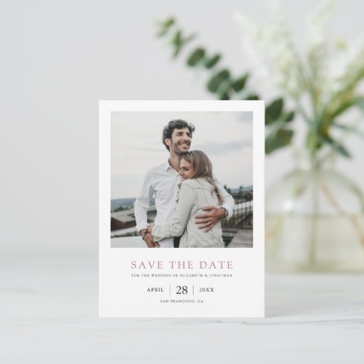 Roos Gold Photo Save the Date Wedding Uitnodiging Briefkaart (Staand voorkant)