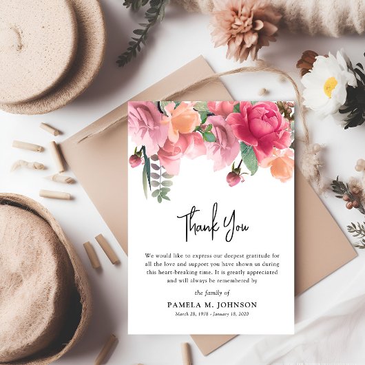 Roos Gold Photo Sympathie Bedankkaart