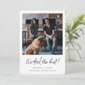 Roos Gold Photo Weddenschap Elopement Moderne Bord Aankondiging (Staand voorkant)