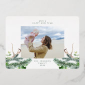 Roos Gold Pine Tree bestaat uit prettige kerstfoto Folie Feestdagenkaart (Achterkant)