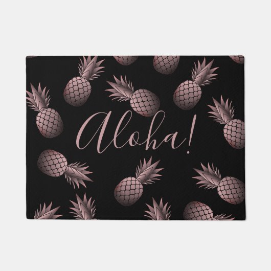 Roos Gold Pineappels Hawaiian Aloha Deurmat (Voorkant)