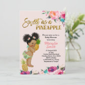 Roos Gold Pineapple Baby shower Invitation Kaart (Staand voorkant)