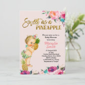 Roos Gold Pineapple Baby shower Invitation Kaart (Staand voorkant)