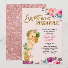 Roos Gold Pineapple Baby shower Invitation Kaart
