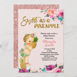 Roos Gold Pineapple Baby shower Kaart