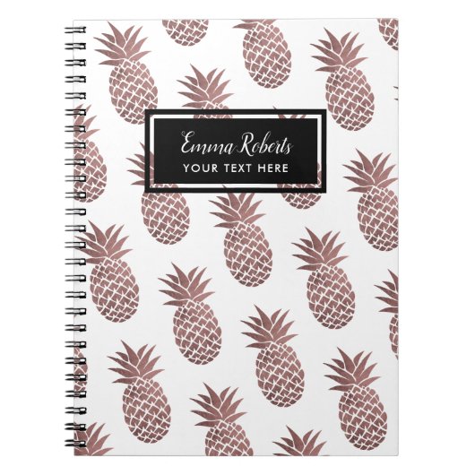 Roos Gold Pineapple Pattern Elegant Notitieboek (Voorkant)