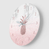 Roos Gold Pineapple+Sneeuwbokeh+Marmer Grote Klok (Hoek)